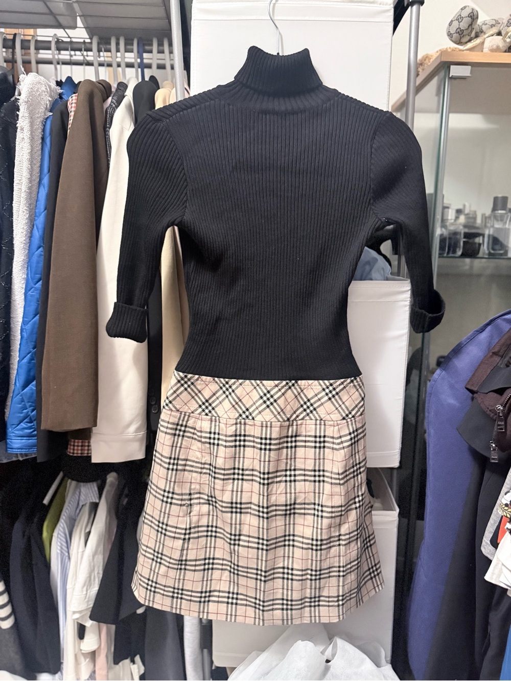 Burberry turtle neck checked dress - Picture 4 of 7